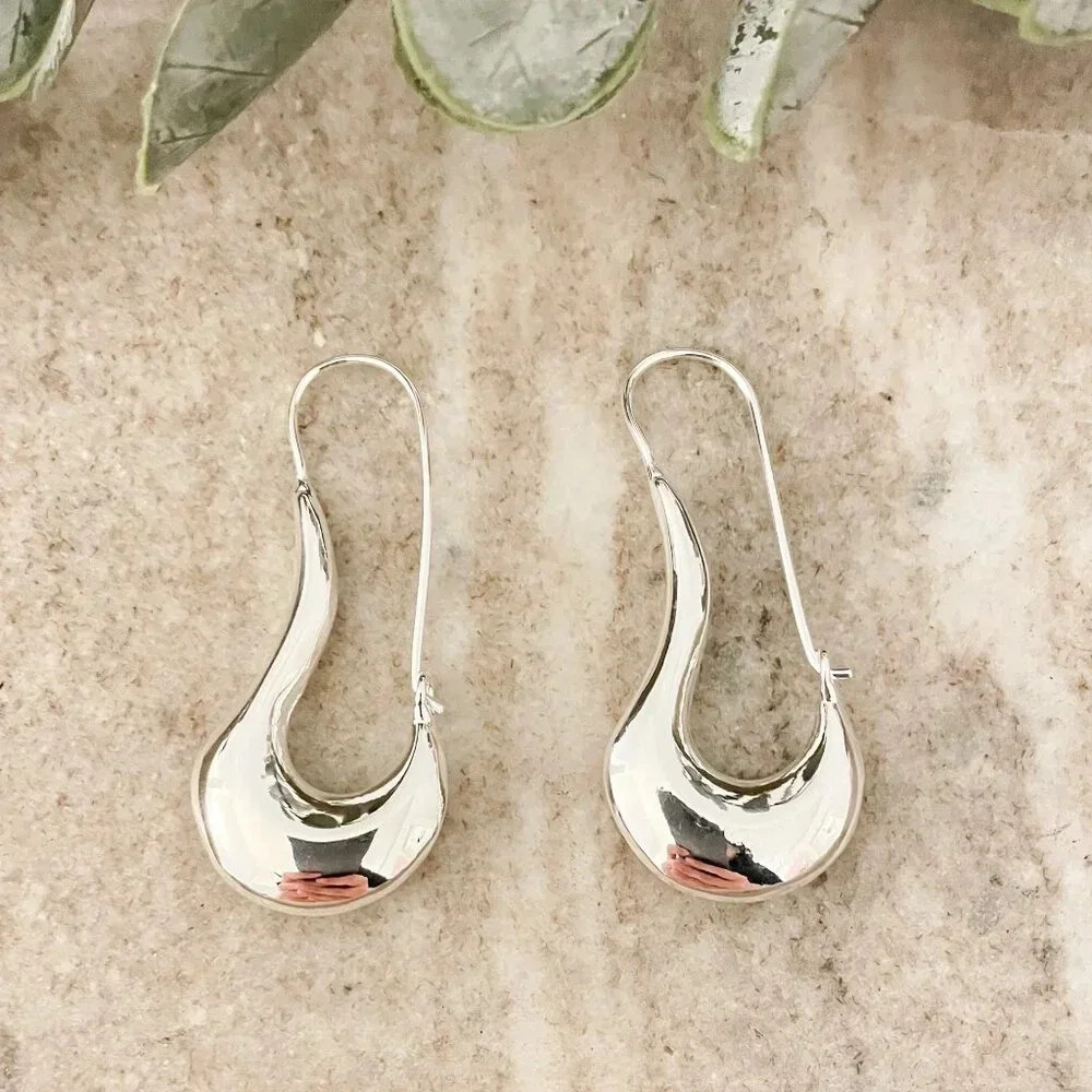 925 Sterling Silver Paperclip Earrings Statement Earrings Safety Pin Earrings